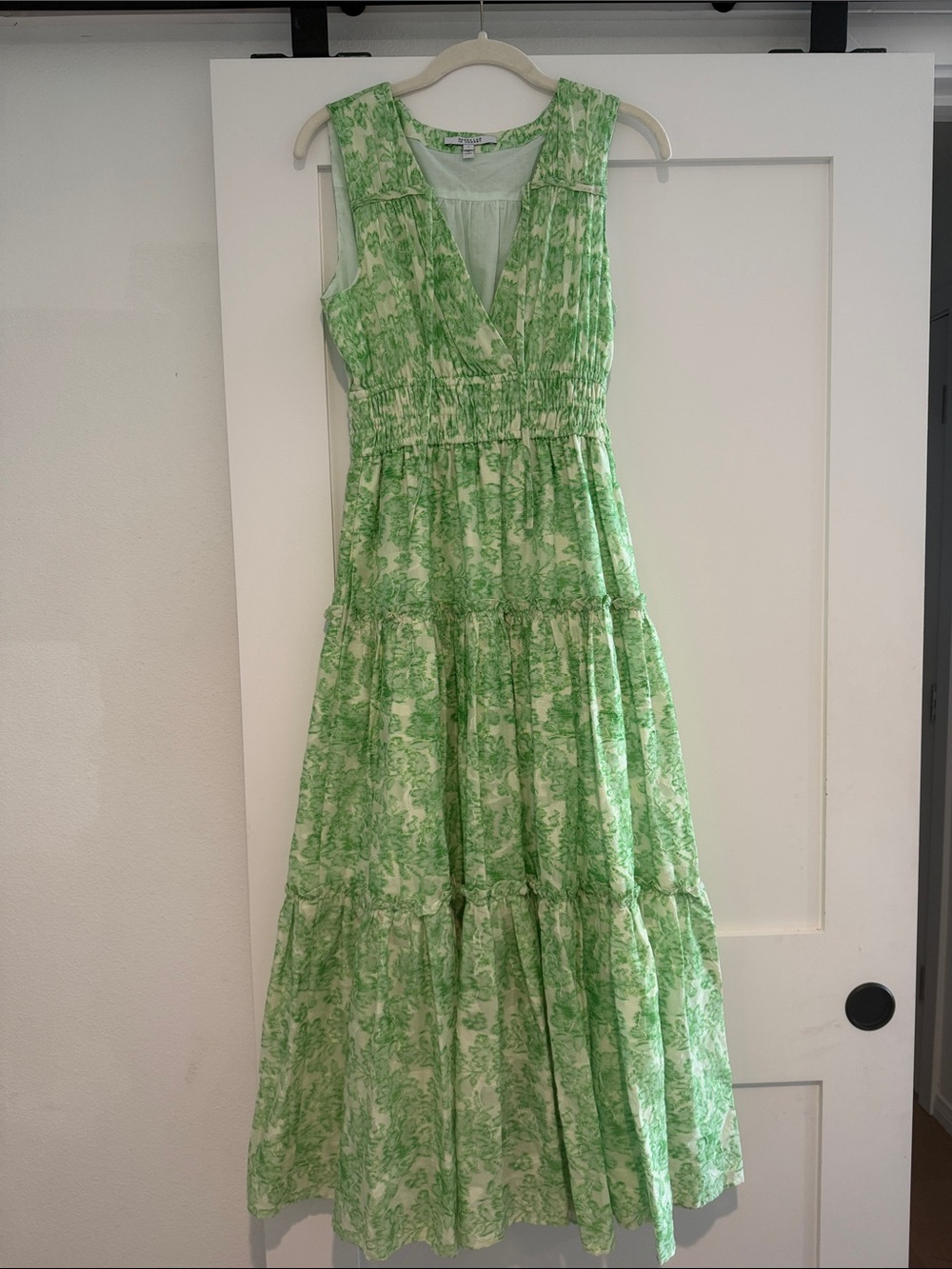 10 Crosby Derek Lam Green Printed Midi Dress